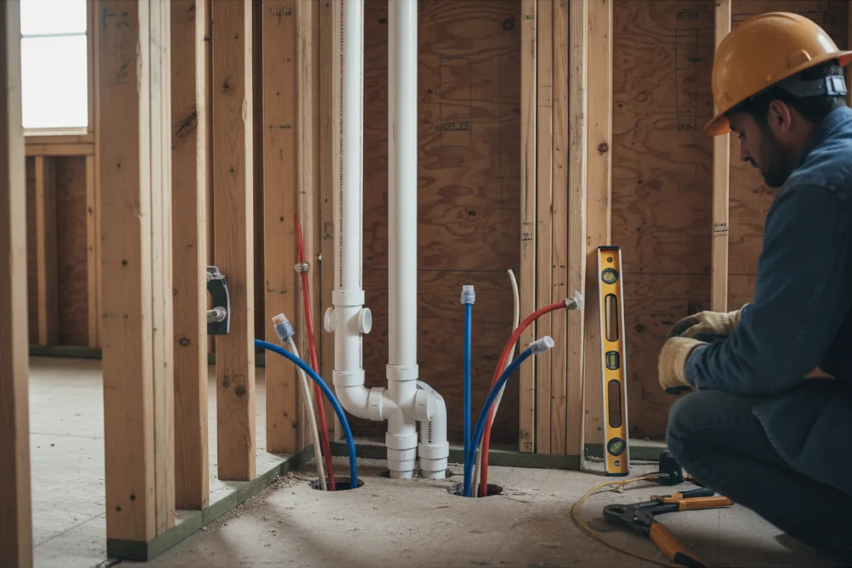 Drain and supply rough-in during Drain Cleaning in Muskegon